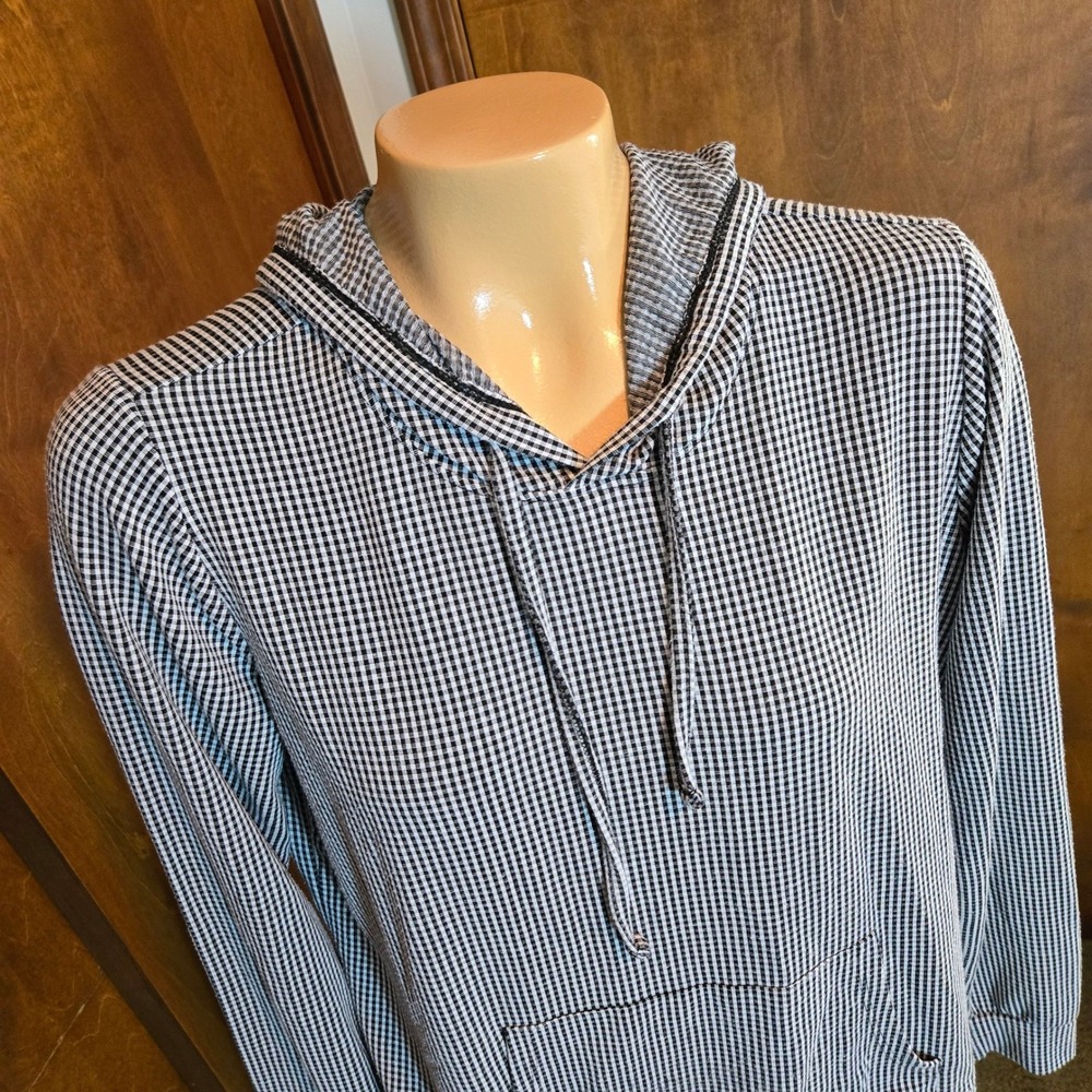 Weatherproof‎ Vintage Womens Hoodie Black White Medium Gingham Pullover Gorpcore